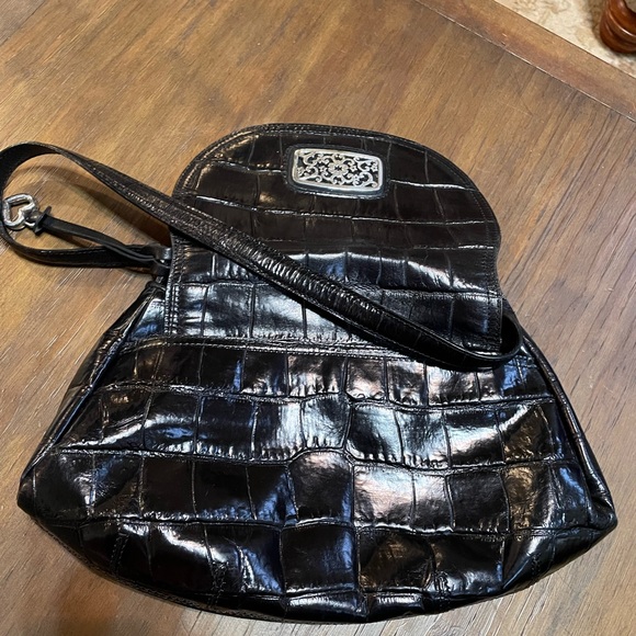 BRIGHTON CROC EMBOSSED TOTE Black Patent Leather Shoulder bag silver - Picture 7 of 8